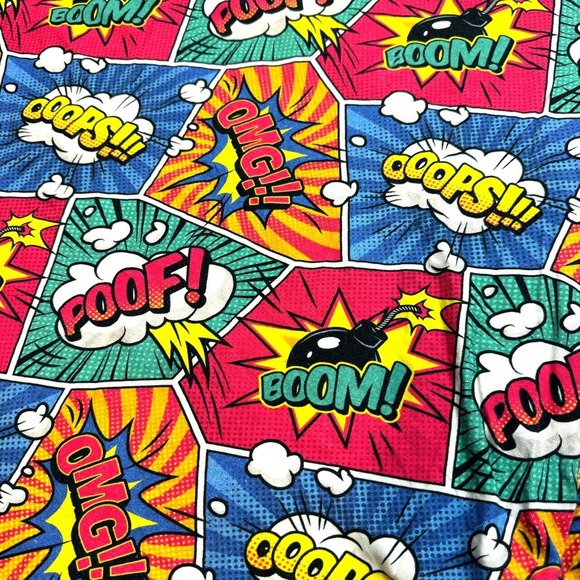 COMIC BOOK PATTERN PRINT DESIGN T-SHIRT BLACKJACK SIZE L - Picture 2 of 6